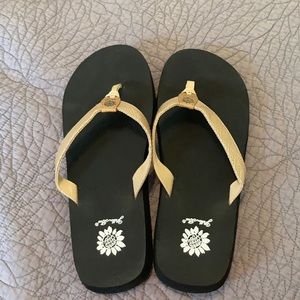 Yellow Box Gold Flip Flops